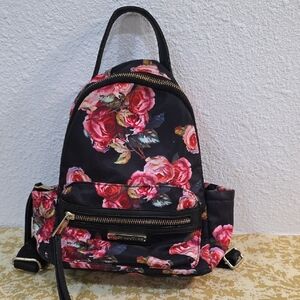 Juicy Couture Backpack Black Romantic Rose Nylon Floral Small Handbag
